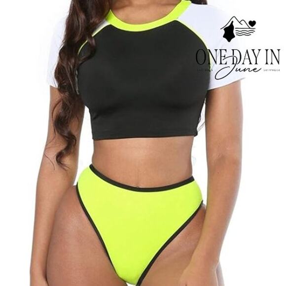 Aleumdr Crop Top Cheeky Bikini Swimsuit Size M - Picture 1 of 5